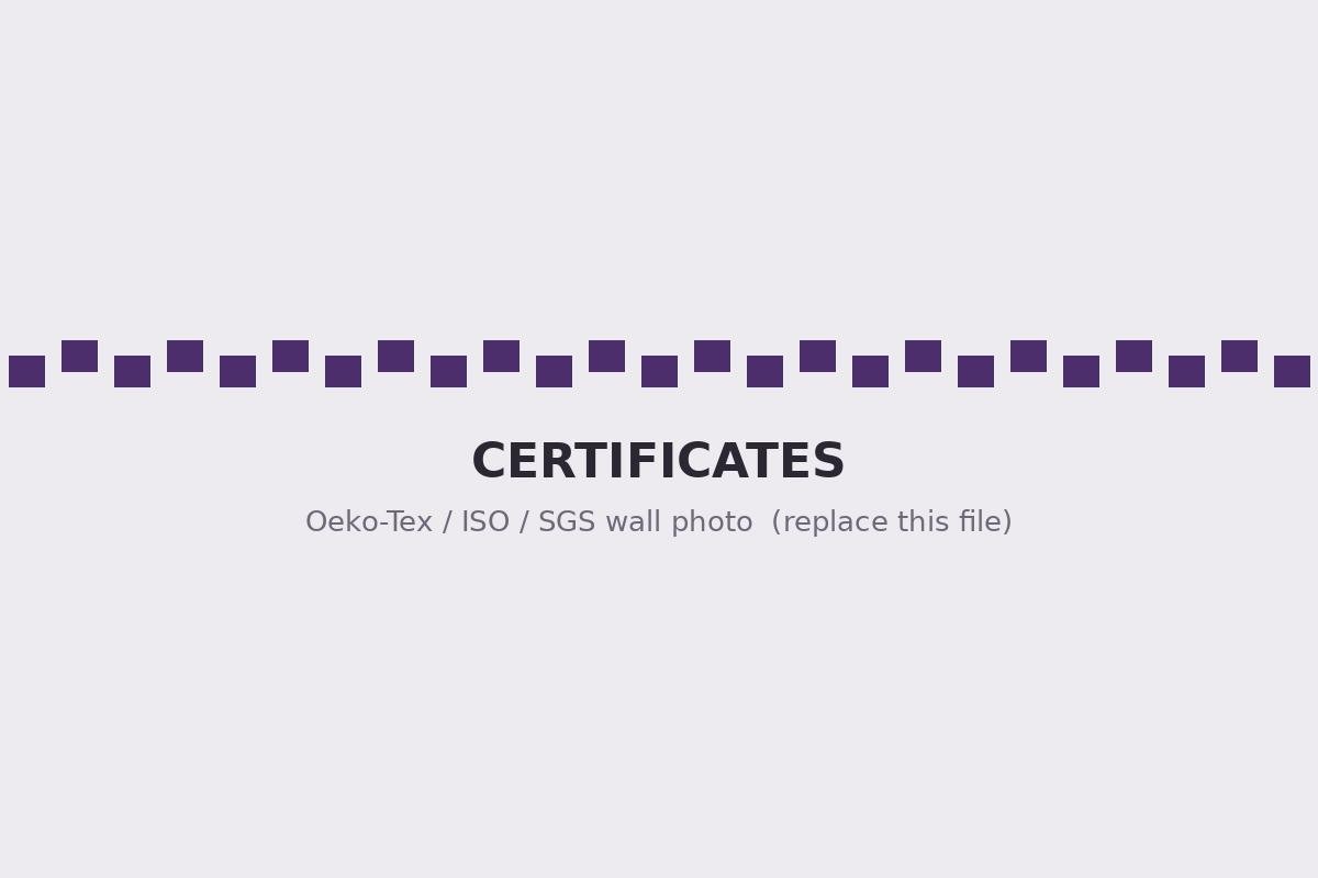 VQV Zipper certificates: Oeko-Tex Standard 100, ISO9001, ISO14001, SGS